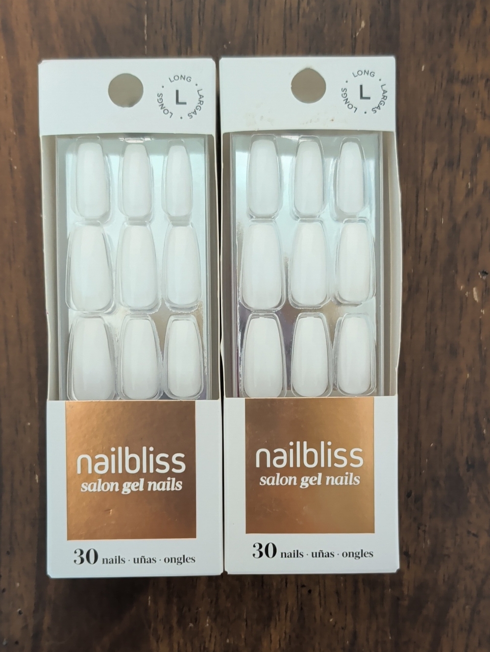 2 Pack Nailbliss Salon Gel Press-On Nails in White - 60 Nails